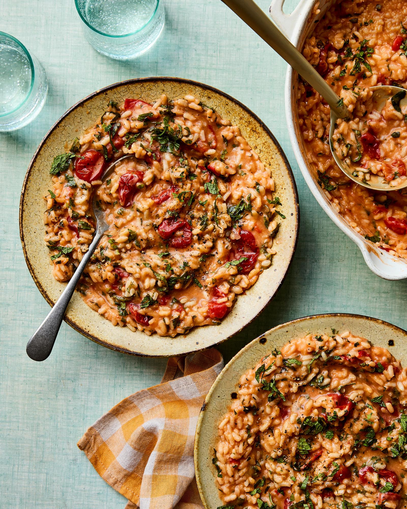 Risotto with datterini tomatoes, pecorino and mint