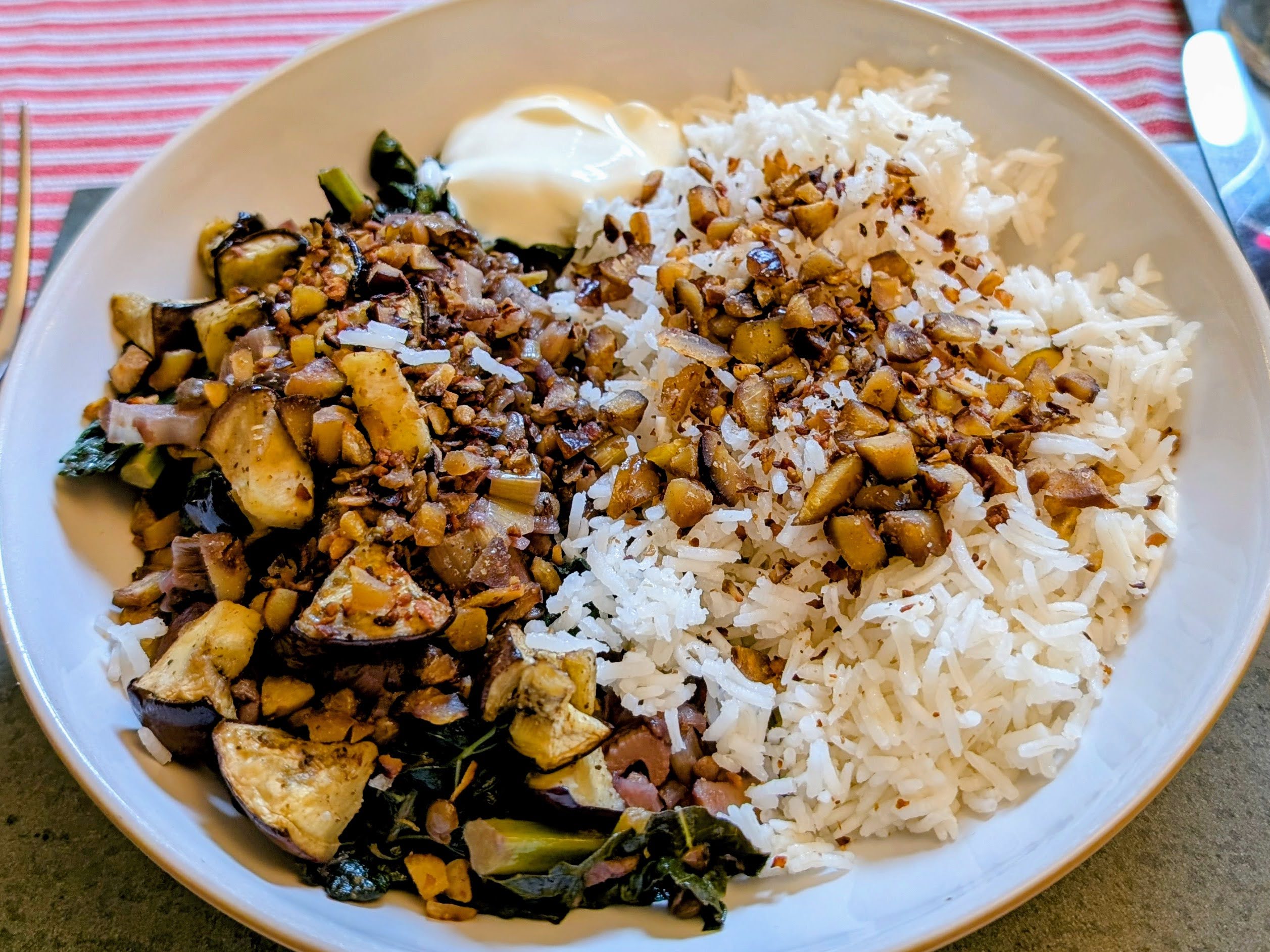 Lentils with chestnuts, red wine and cavolo nero